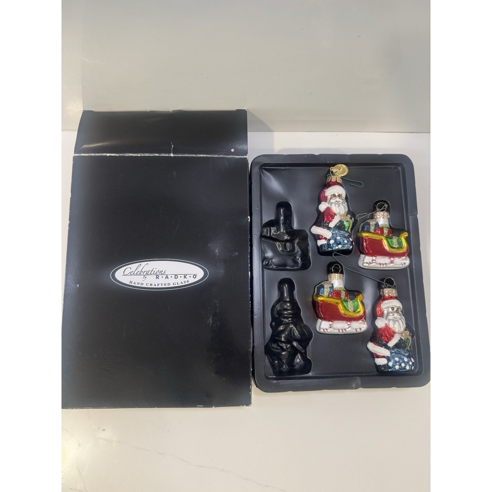 Radko celebrations Glass Blown Ornaments Set Of 4 W Box Christmas Holiday